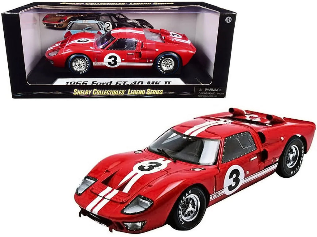 Collectibles 1/18 1966 #3 Model 2 -40 Ford Diecast Red Shelby Car by