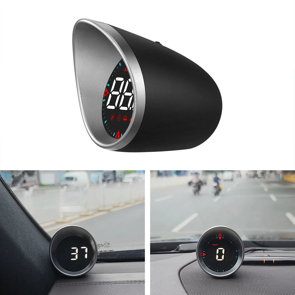 Fatigue and Mileage, Speedometer Compass Alarm HUD Alarm Display Angle, Car Driving Head-up Car Driving Overspeed Display Digital