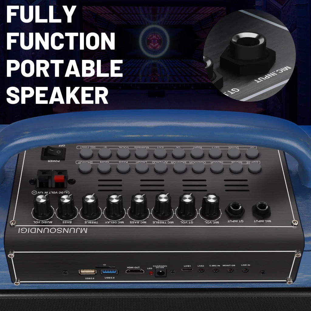 Adults&Kid,14”HD Streaming Machine Loudspeaker Wireless 12/4+64G,Support Portable Systems Screen/Android for Touch Karaoke BT Microphone/WiFi/USB/SD/PC/TV/Phones/HDMI