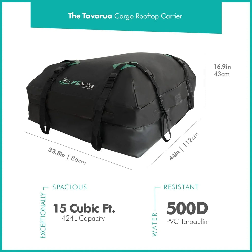 | Car Heavy ft. SUV Top California Camping, Dry Roof Rooftop Luggage & Cargo Carrier Duty Cubic in Cargo WAGEE W 100% Trips, - Road Roof Bag Storage Waterproof Straps, Travel Designed Carrier 15