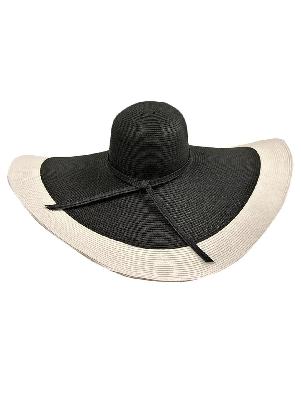 & With White Floppy Wide Brim Black Hat