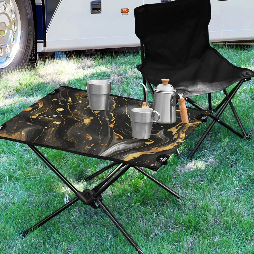 Picnic Storage Gold Beach Travel Folding for Bag Marble Black Fishing Table Camping with Compact Table Table Outdoor and Portable Luxury