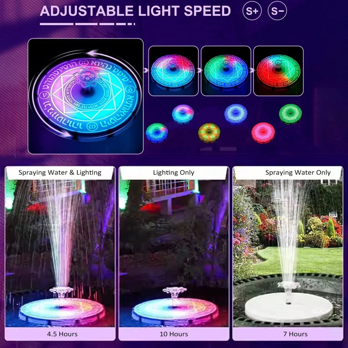 Garden Bath Light, Solar Remote Fountain exterior Walmeck Decoration with Control Pond LED, Decor