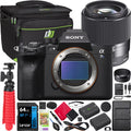 Extra Lens Card Dual + 302965 & Sony 64GB Tripod Battery + Camera Body -7SM3/B Full Gear Frame Deco Charger Sigma Contemporary a7S Mirrorless Bundle F1.4 Bag 30mm + & with + Accessories
