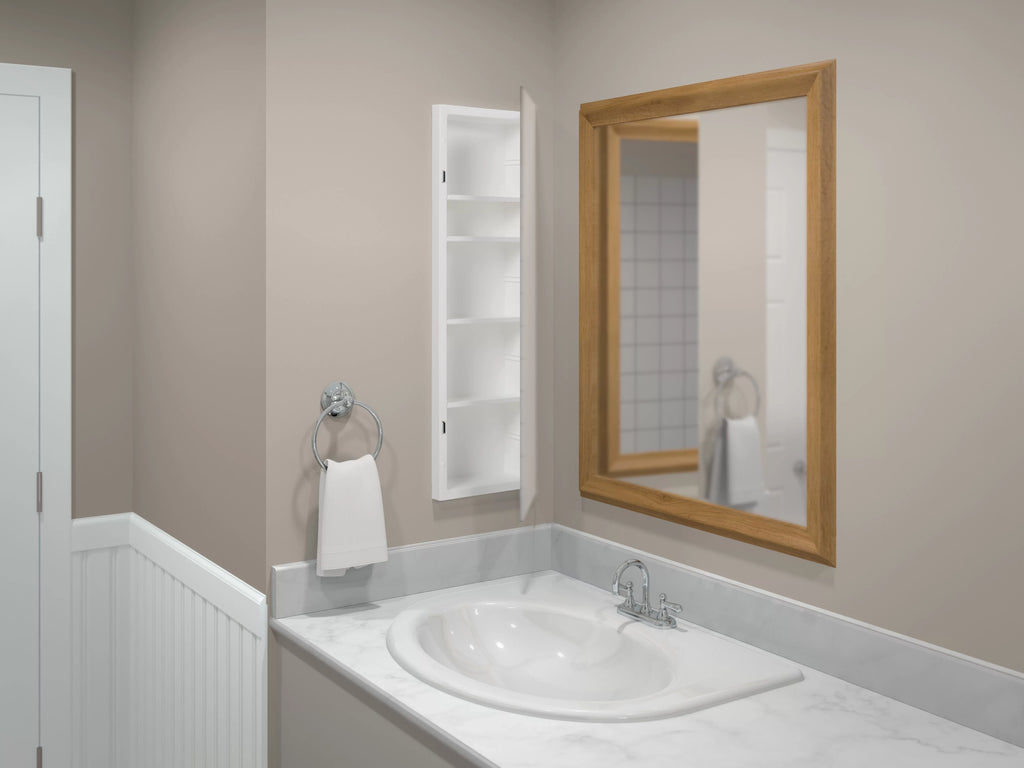 Frameless Recess-Mount 12 Pride x 36 in., Medicine Mirror Reversible Cabinet, Rectangle, American