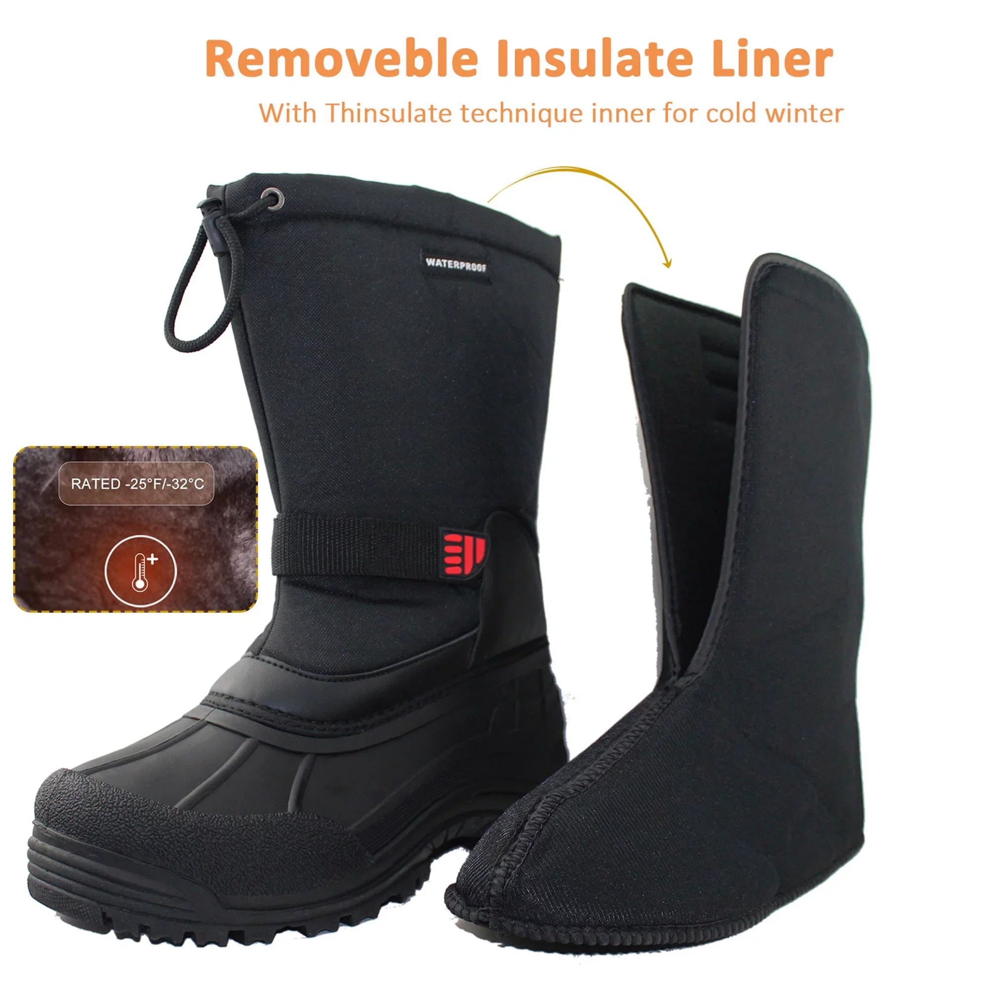 Snow Male Shoe Winter Tanleewa Adult Men's Anti-Slip Moistureproof Boots Insulated Boots Size 11.5