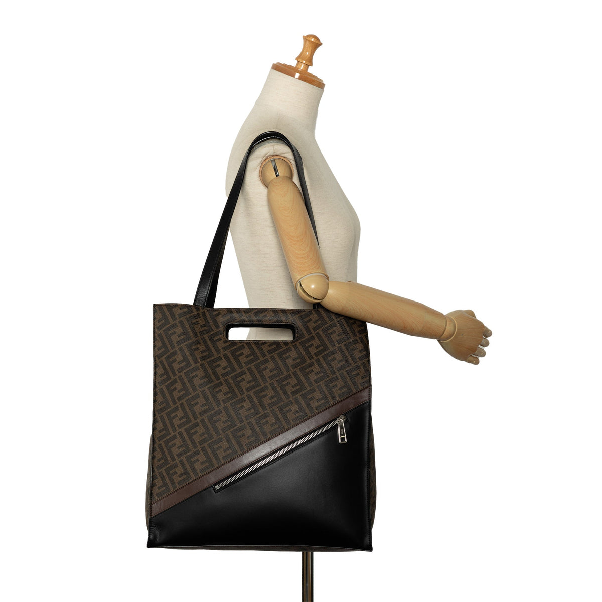 Shopping Satchel Coated (Good) Authenticated Pre-Owned Canvas Brown Fabric Unisex Tote 1974 Zucca Fendi
