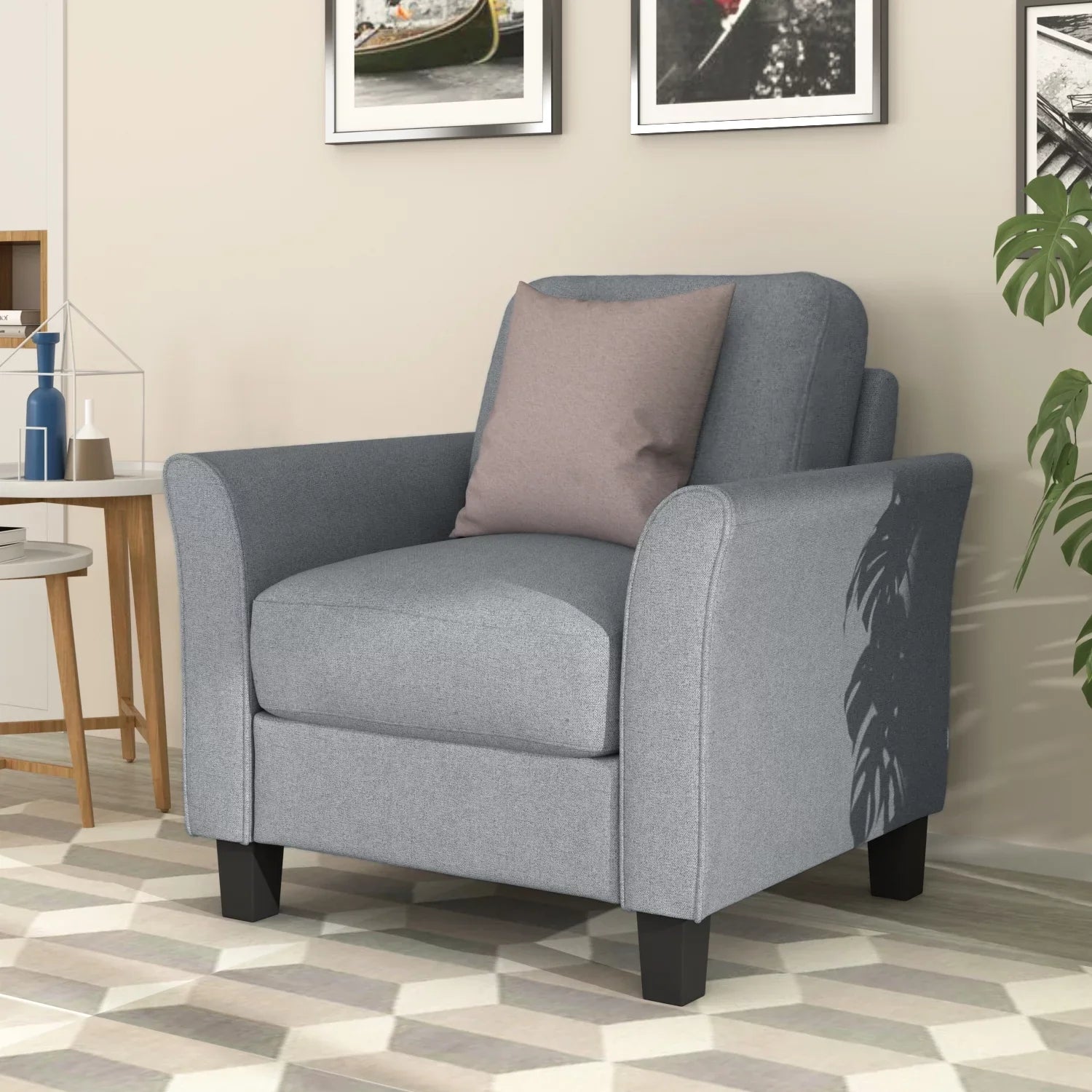 Living Room and Furniture Sofa (Gray) Anself chair 3-seat