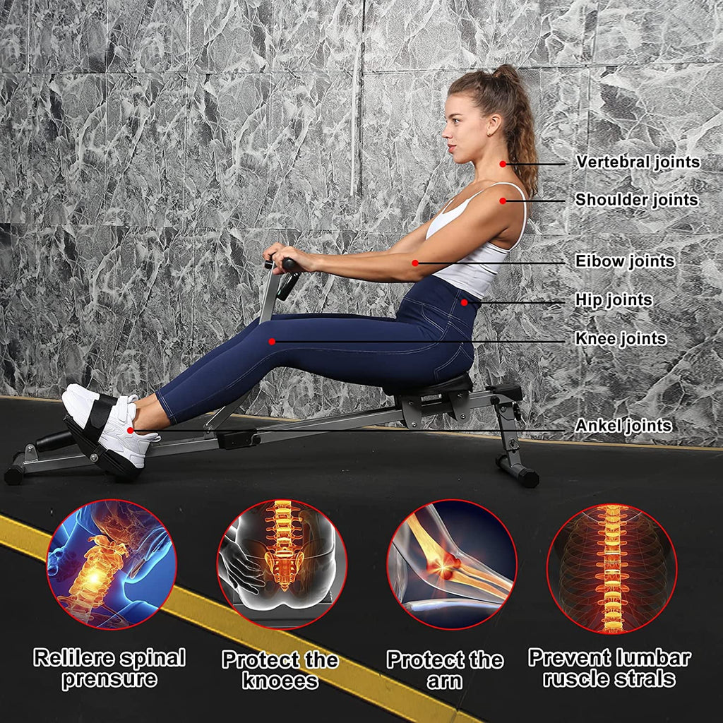 Machine YSSOA Rowing Maximum of Monitor Ergometer, Fitness Digital and 260 Load, lbs Black Rower