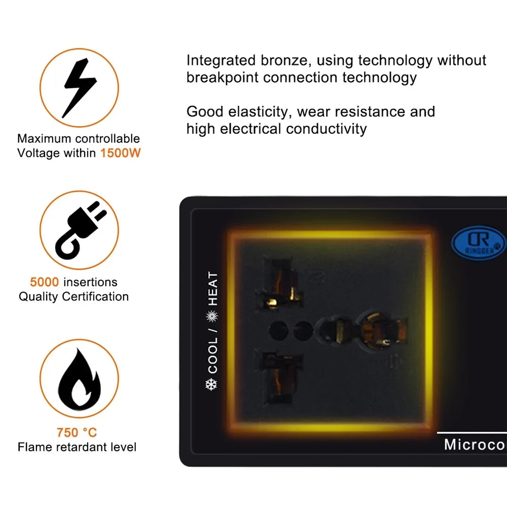 Heating Controller for Brewing Home Digital -40℃~110℃ with Green Thermostat Outlet Reptile Temperature Freezer Mode Cooling Chest Reptiles Incubation Carevas Plug Thermostat Controlled House &