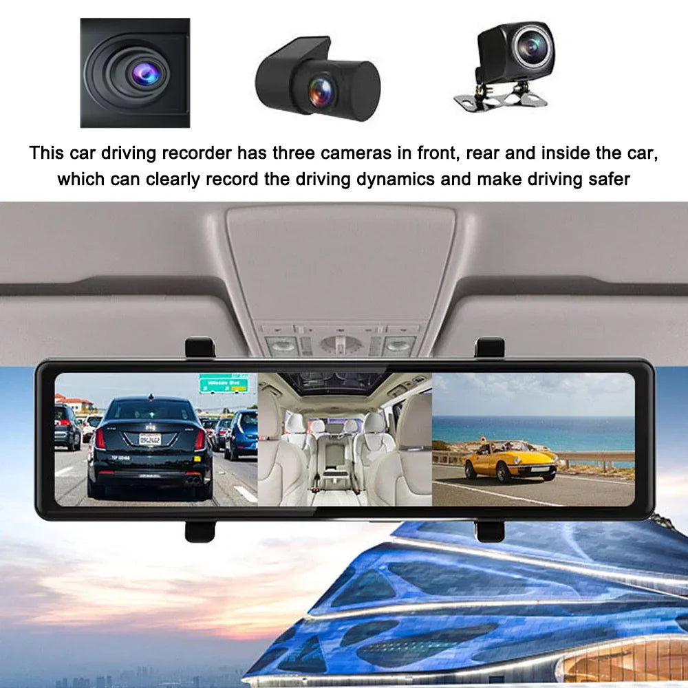Auto Recording Cam Rearview Cameras Pinnaco Car Car Car Video Dash Recorder Driving Enhanced Touched Safety Screen 3 Mirror 2.5K Camcorder Clear Recorder Camera for