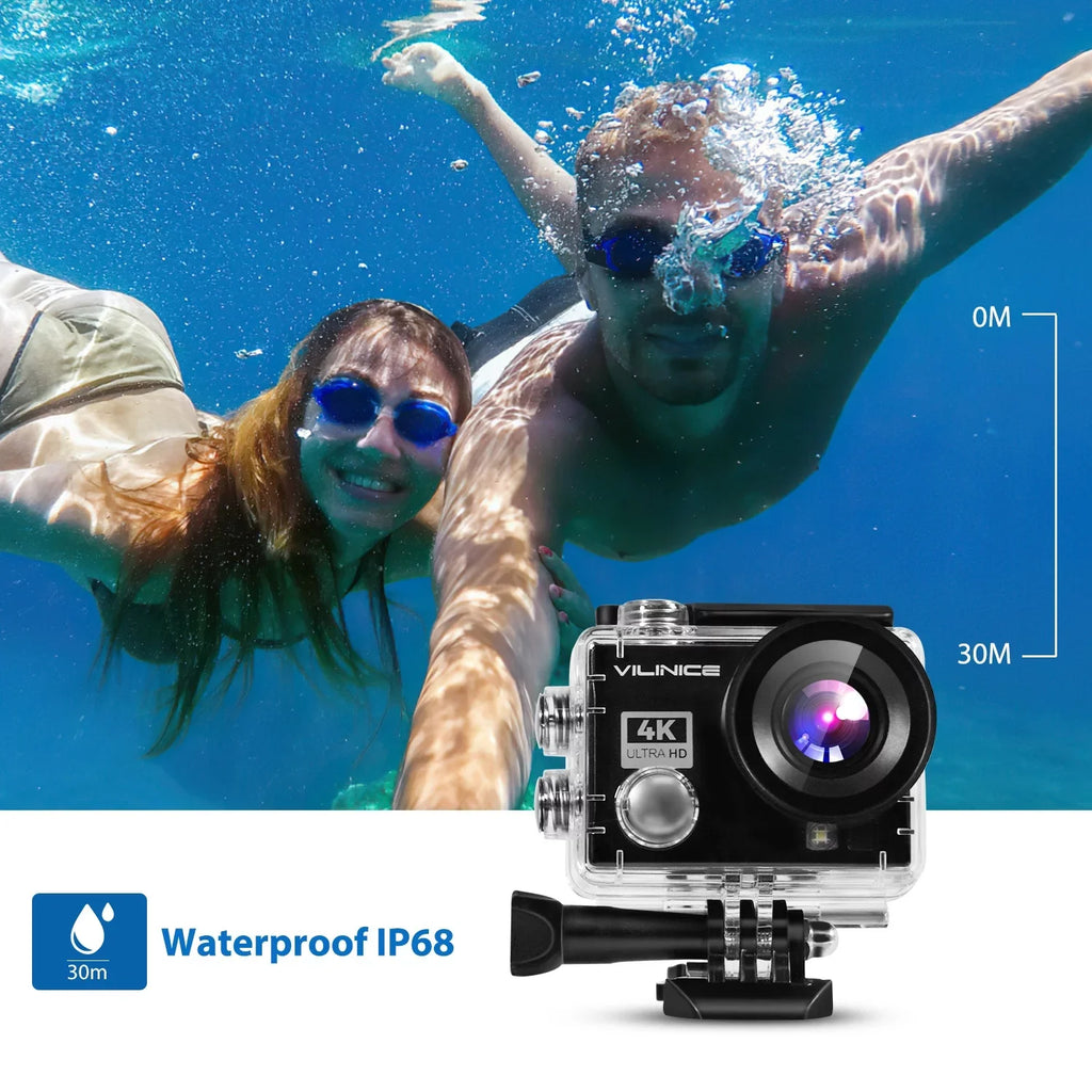 Camera 4K WiFi Camera Snorkeling, Moistureproof Travel Remote for Underwater Sensor, Sony Cameras Gift, for Camera, Case, Fits Sports Action 30m Camera Control with 16MP with