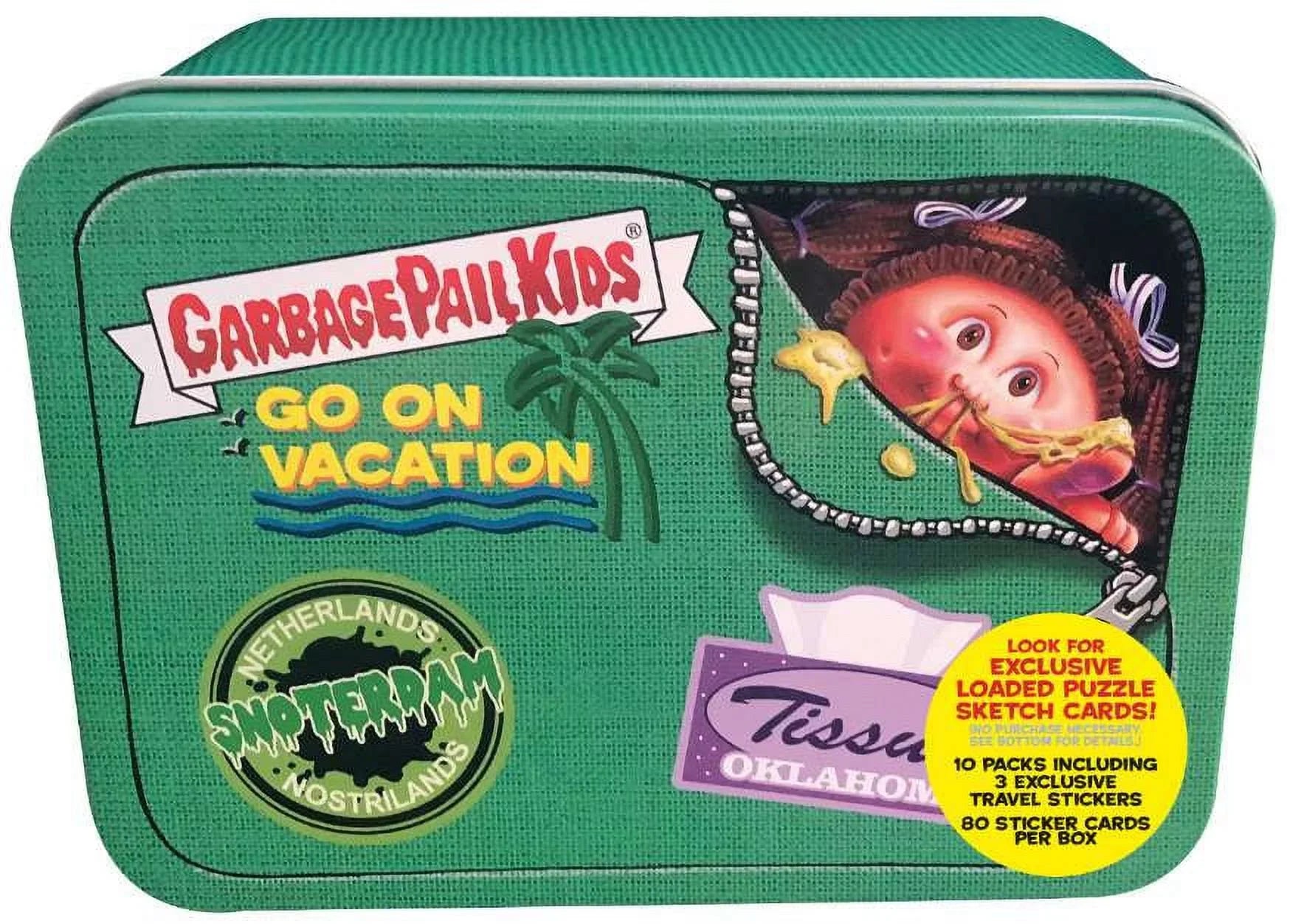 Vacation Garbage on Goes (Green) 2 2021 Pail Trading Suitcase Series Kids Tin Card