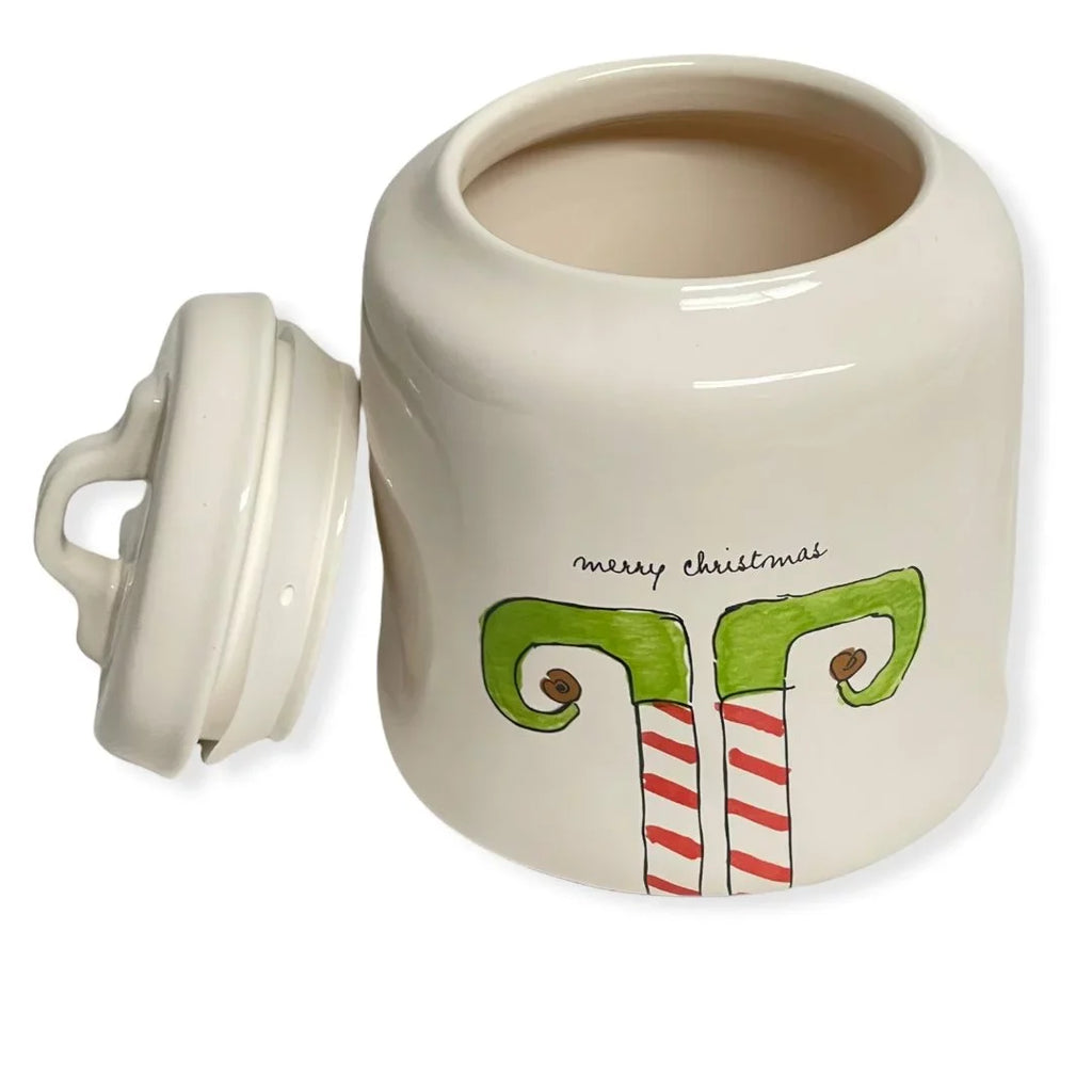 White Black Letters Canister Ceramic Rae Dunn With