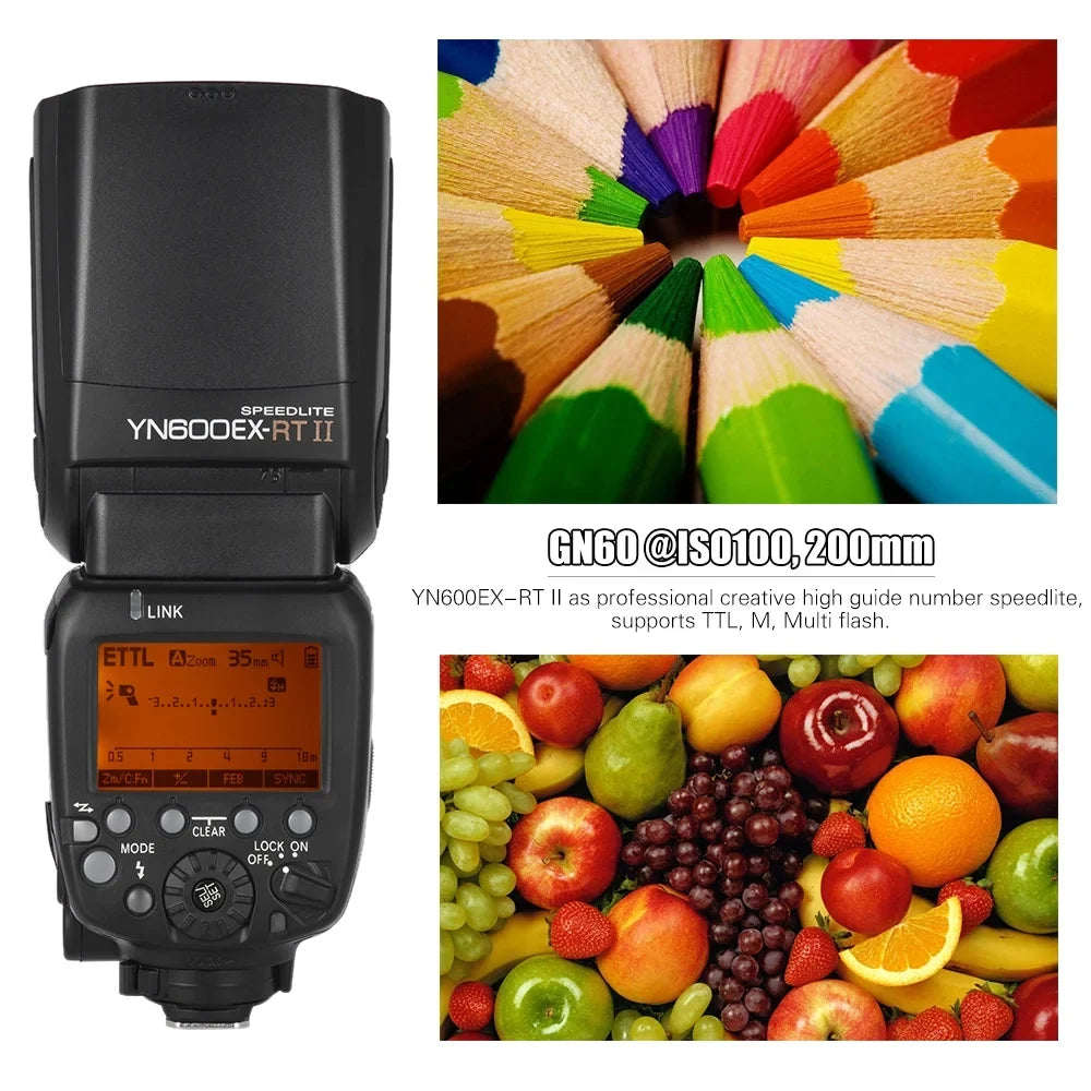 GN60 Support Professional YN6000 Canon Speedlite as Camera YN600EX- Manual 1/8000s 2.4G Zooming for Wireless Auto/ Master 600EX- Flash Creative