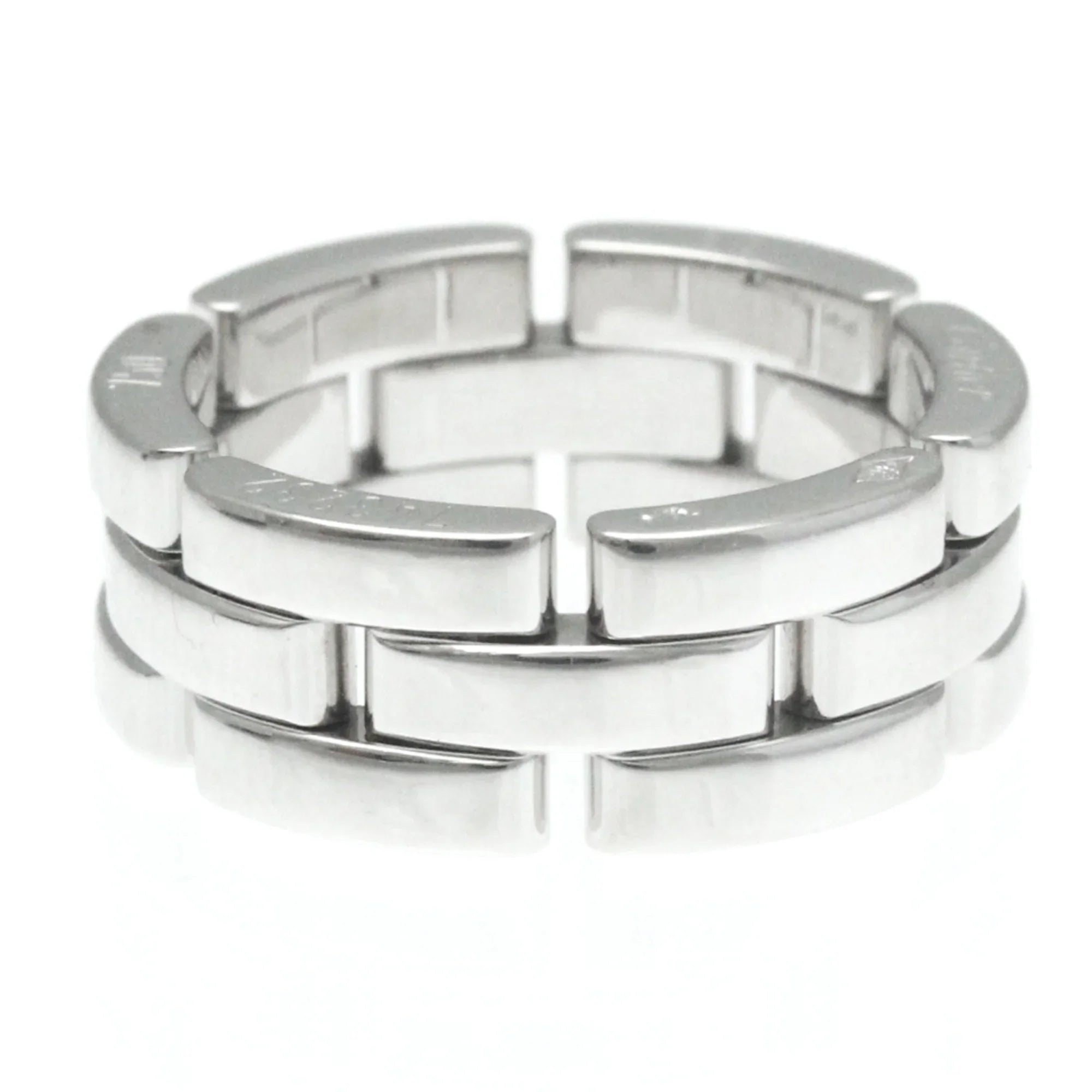Pre-Owned Silver Stone Cartier Maillon Ring Band Fashion Ring White No (18K) Gold (Good) Panthère