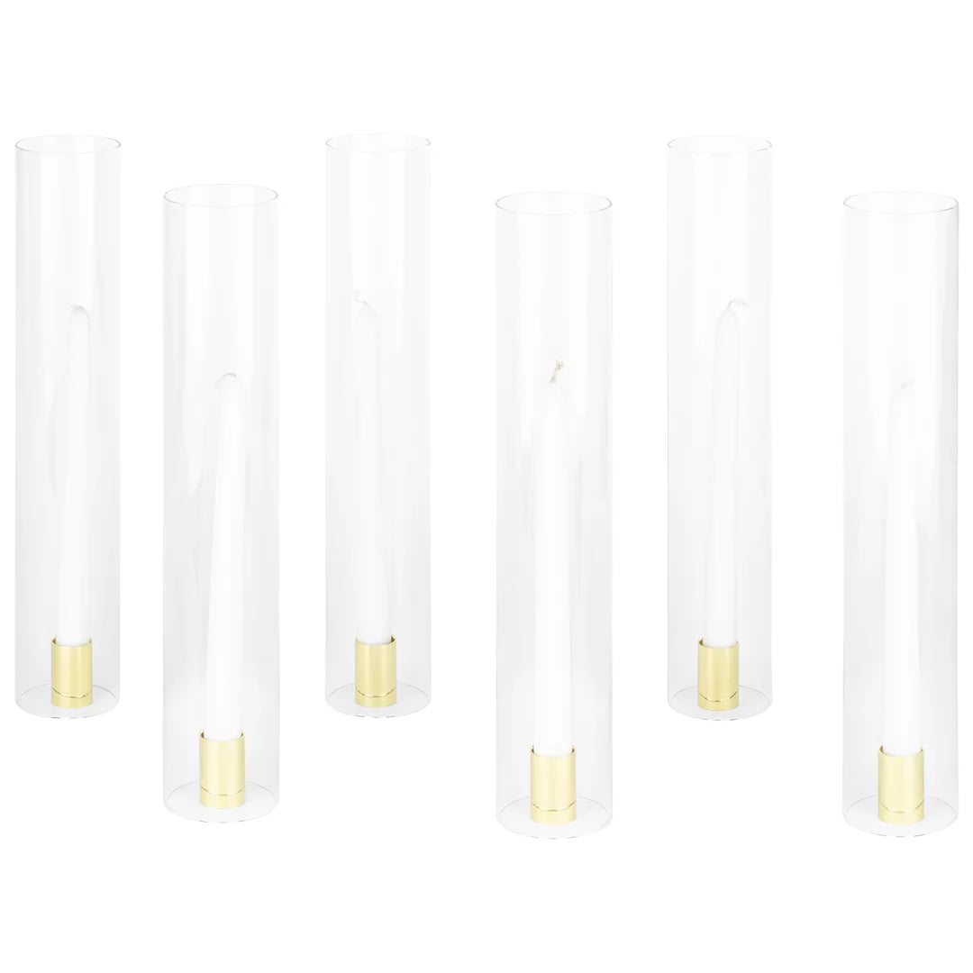 Set Holders Glass Tall, Weddings of 6 Taper Centerpieces, with Minimalist for Candle Wholesale 14" Hurricane Koyal