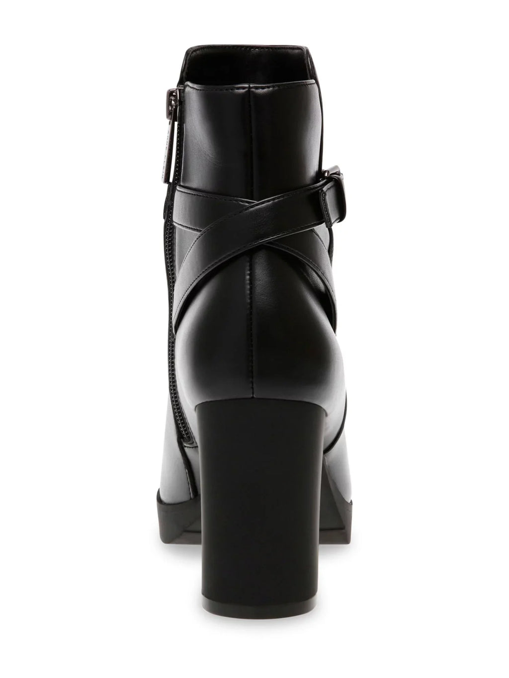 Heidi Block Black Cushioned Booties Buckle Accent Heel Zip-Up 6 Womens Toe Round Dress M