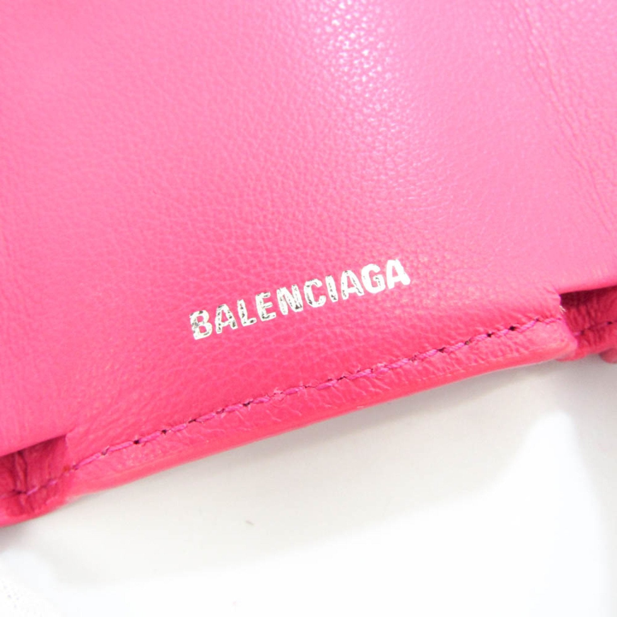 Wallet Women's (Good) Balenciaga Pink Papier Pre-Owned Leather (tri-fold) Mini 391446