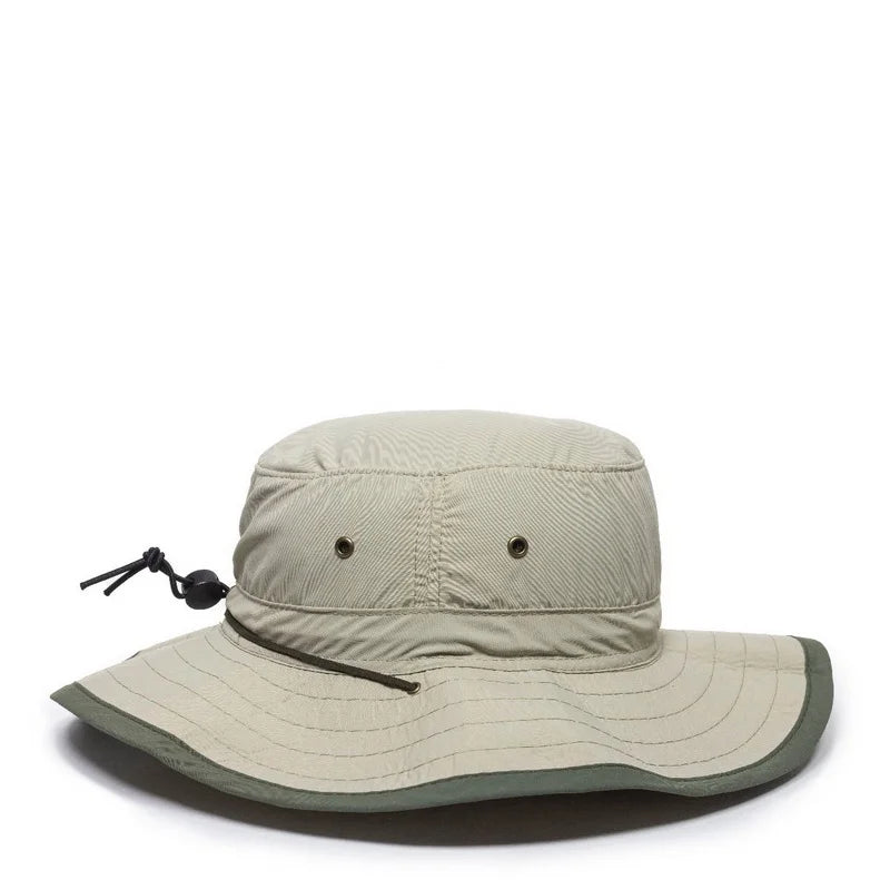 exterior Sunblock Cap Khaki Chin Cord Leather Hat BH-600 Explorer