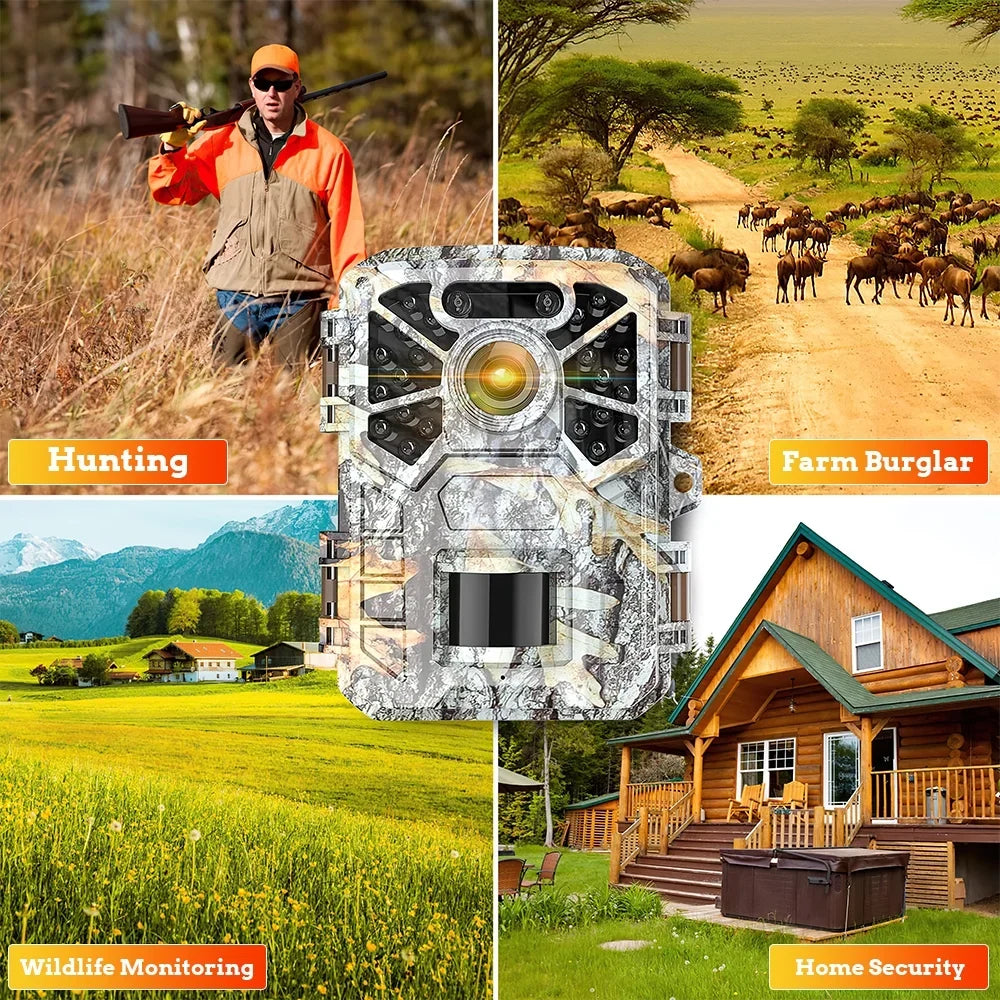 Monitoring, 30MP Vision Angle Lens Farm with Wide Game Infrared Surveillance, Camera 2k Trail Trail Night Pack with Camera, Wildlife Hunting 2 120° Monitor Moistureproof