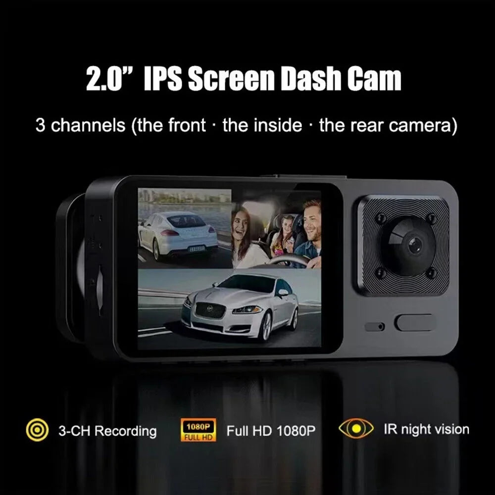 1080P Lens Car Dash Lens Camera 3 Video Cam G-sensor Dual Recorder Front/Rear/Inside