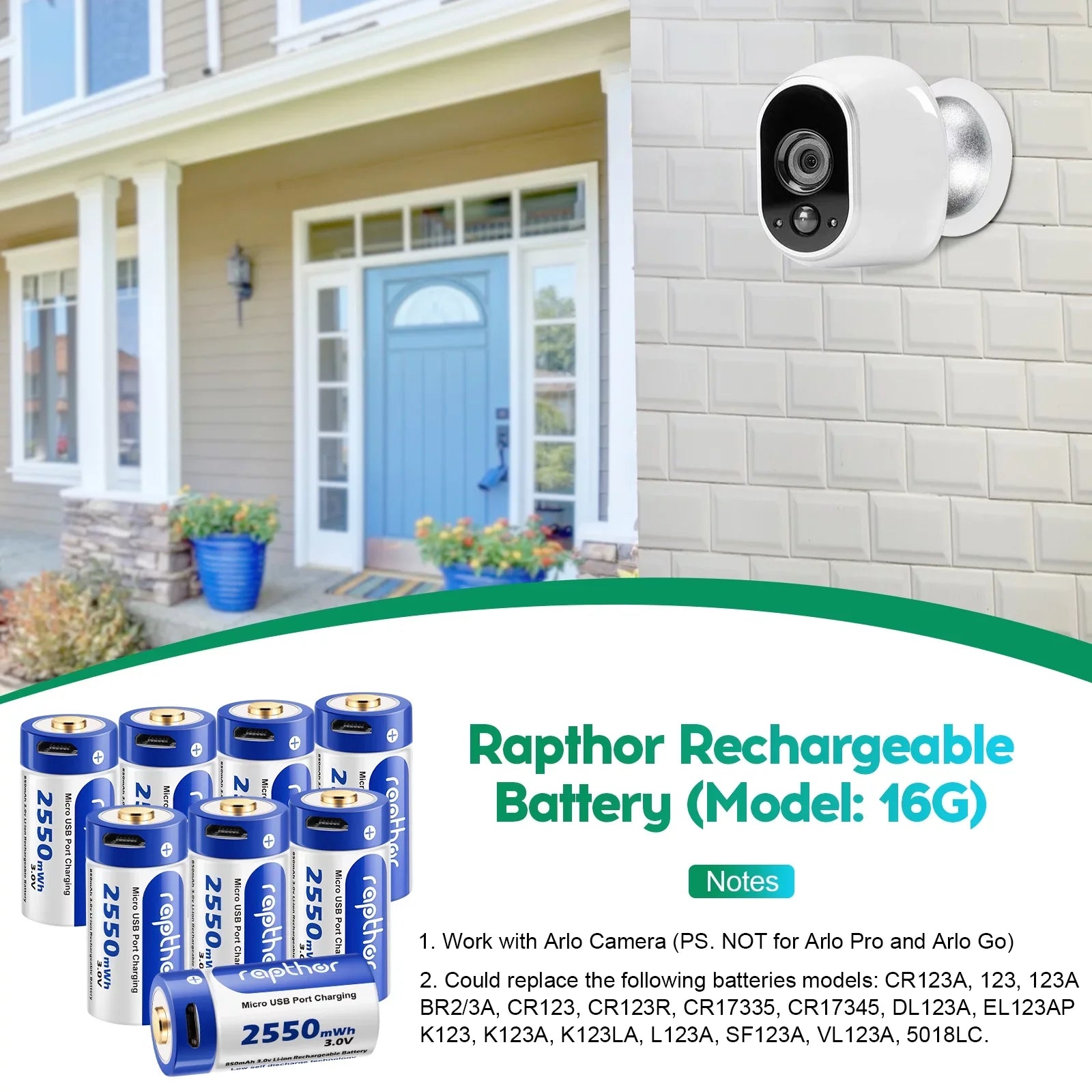 Wireless (850mAh) Fits Arlo VMC3030 Batteries Arlo Pack VMS3430 VMS3330 with 4 Rapthor VMK3200 VMS3130 Camera Security Rechargeable of