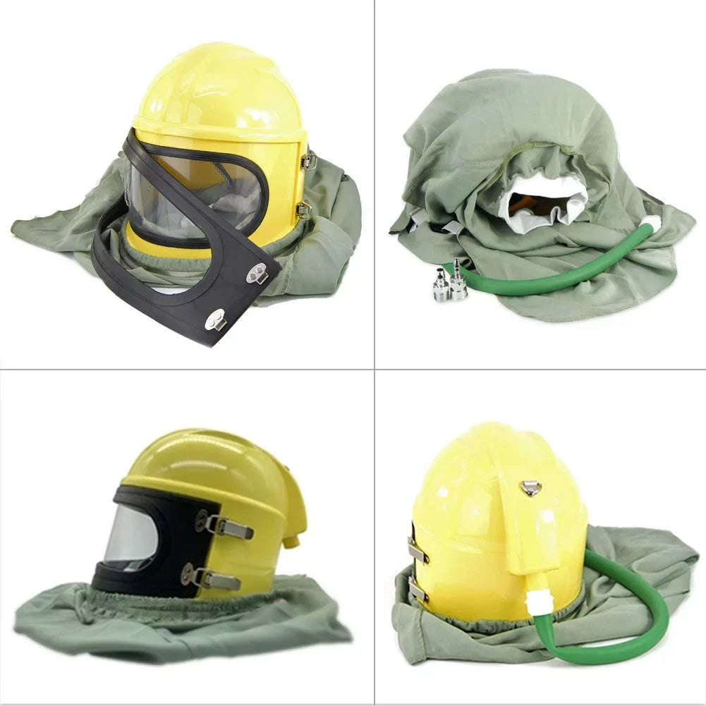 Protector Safety Sand Sandblast Helmet Yellow Hood Supplied Blast