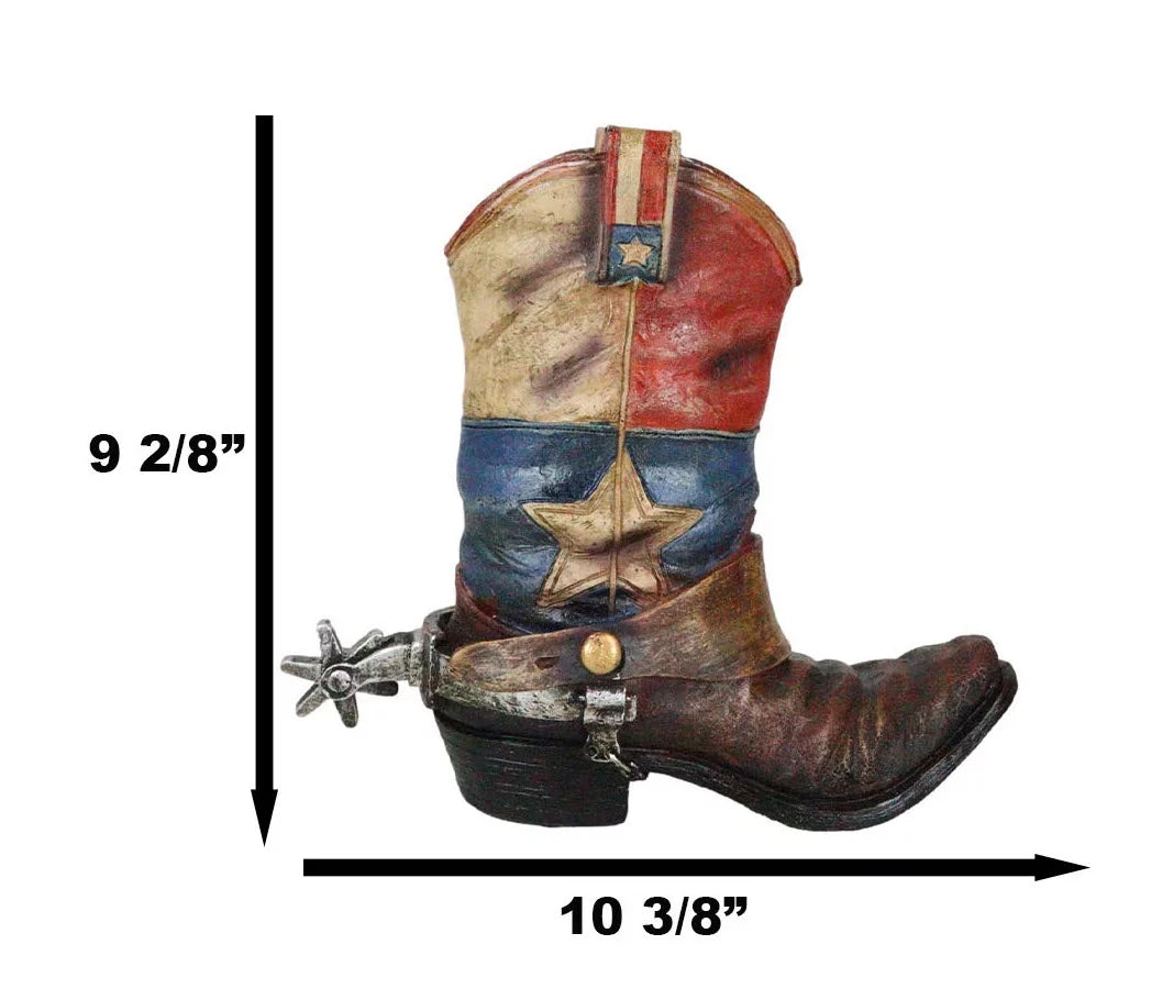 Vase Cowboy Boot Patriot Texas Floral Planter Spur Rustic Flag Star Western With