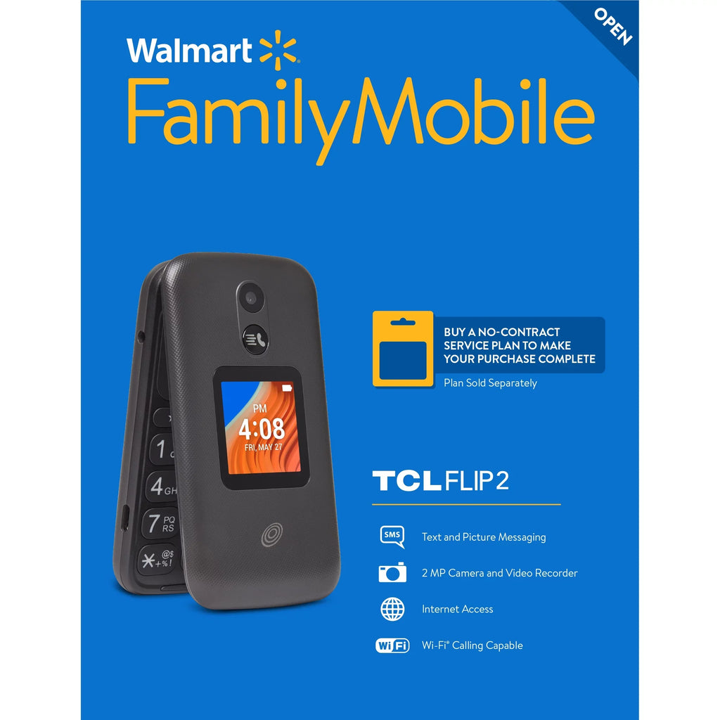 Family Feature to Flip 8GB, Walmart Black- Prepaid Family [Locked TCL Phone Mobile 2, Walmart Mobile]