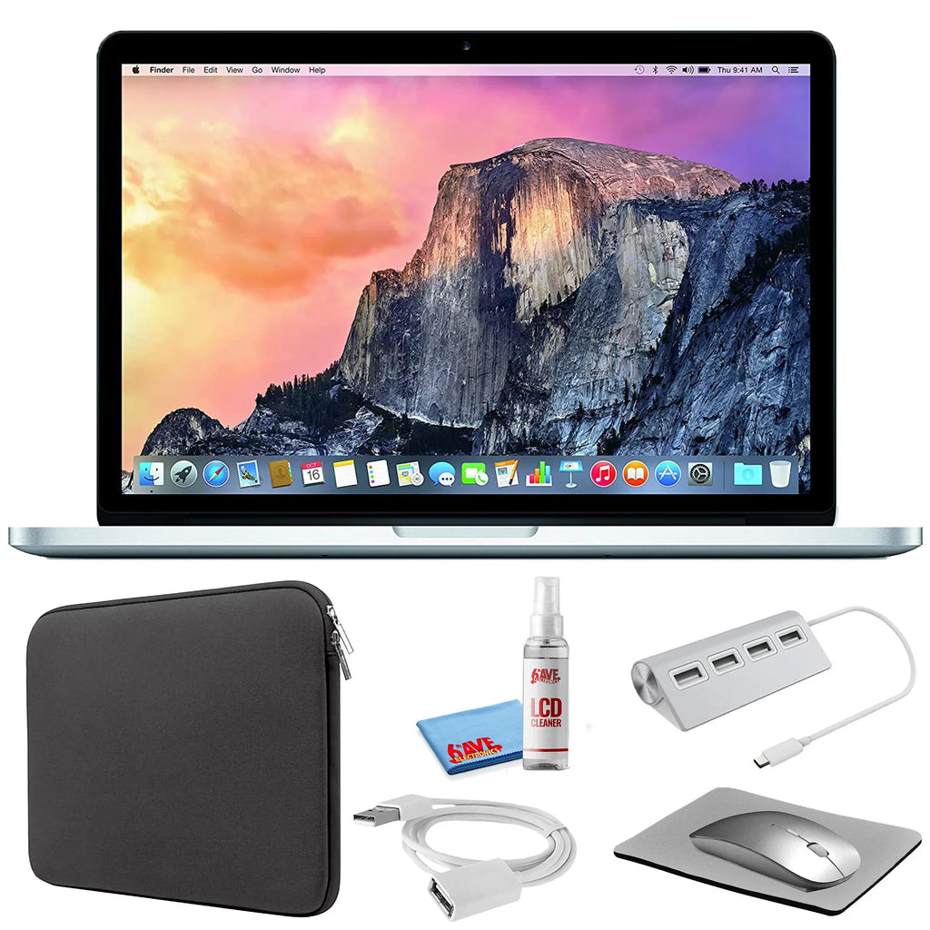 ) Zipper Pro - (Refurbished) Silver (i5 Kit 512GB 13-inch MF841LL/A) 2015, Kit MacBook + (Early 2.9GHz, Apple Starter + Black Cleaning Sleeve Bundle Laptop with