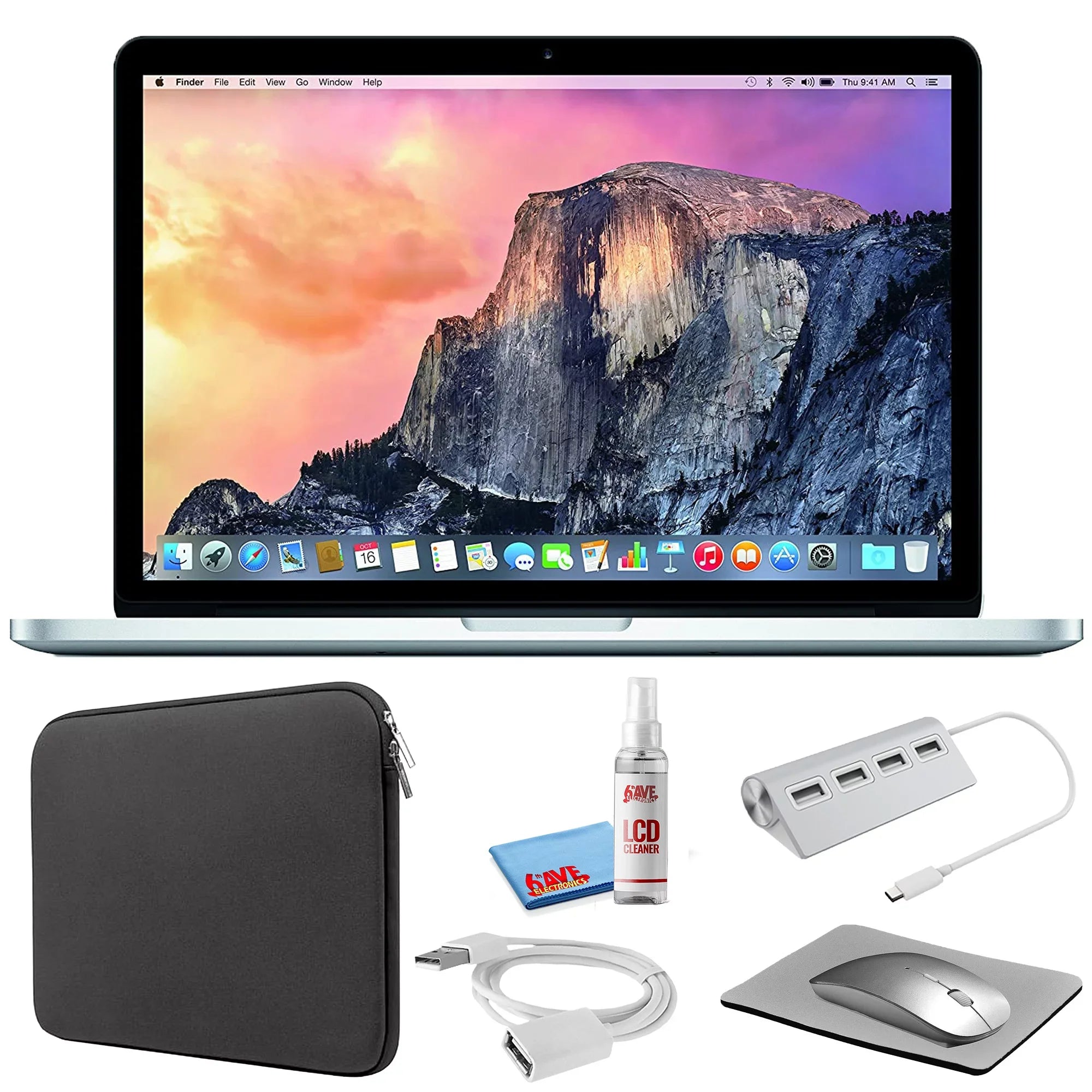 ) Zipper Pro - (Refurbished) Silver (i5 Kit 512GB 13-inch MF841LL/A) 2015, Kit MacBook + (Early 2.9GHz, Apple Starter + Black Cleaning Sleeve Bundle Laptop with