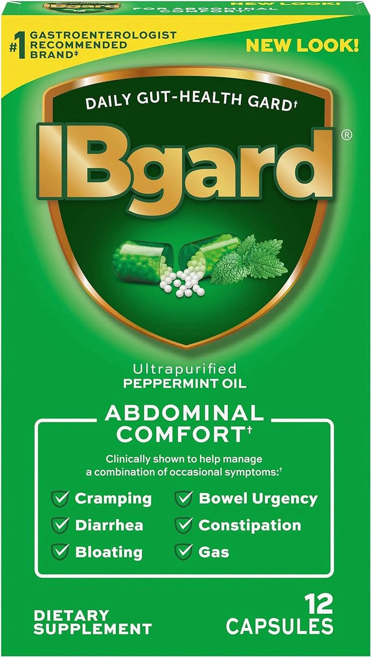 Syndrome First Peppermint Irritable Good IBgard 90mg Timers Bowel (IBS) Bloating Capsules Small Ultra Relief for Oil Purified 12 Box for Gas