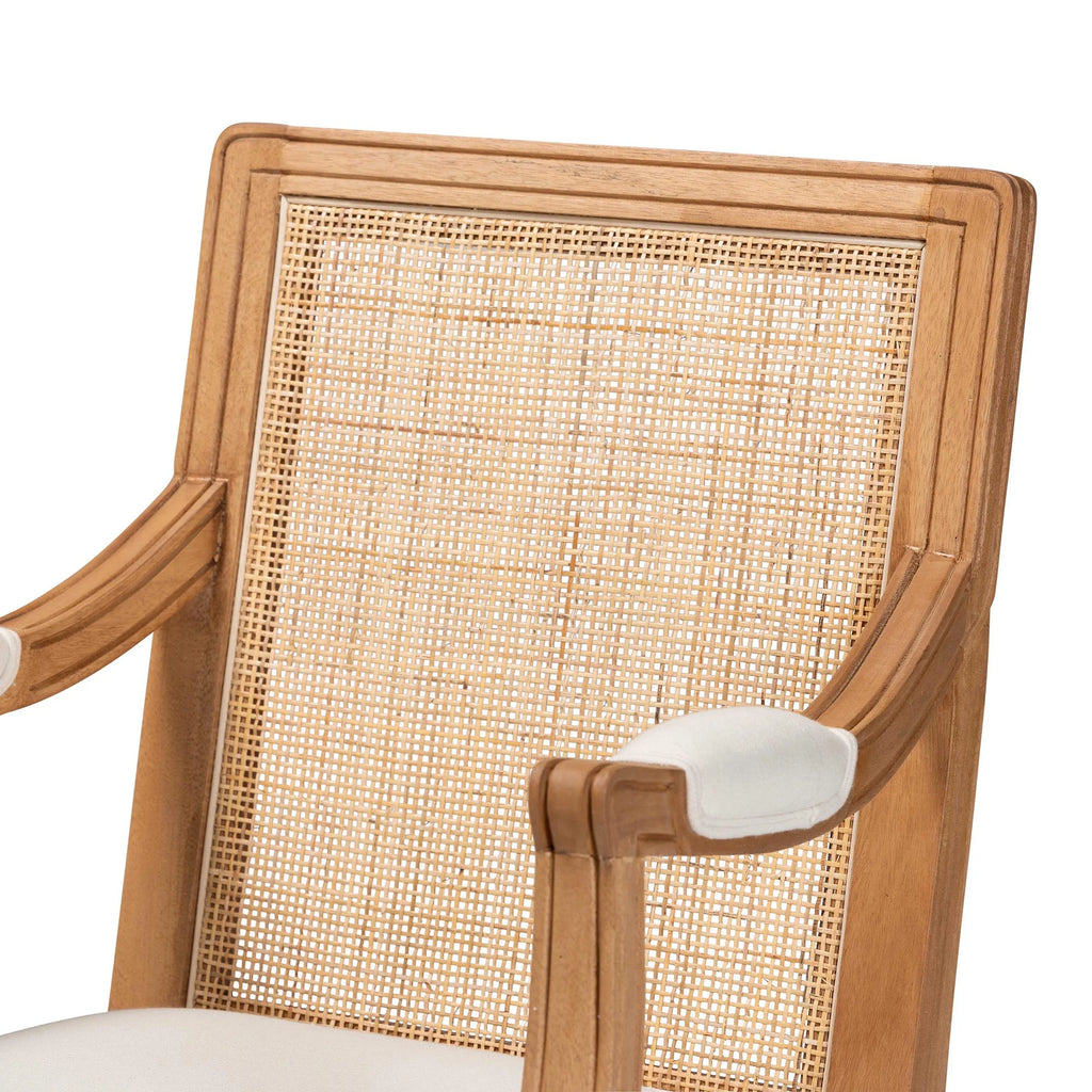 Studio Fabric and Baxton Honey Wood Finished Chair Garridan French Oak Accent Beige Traditional