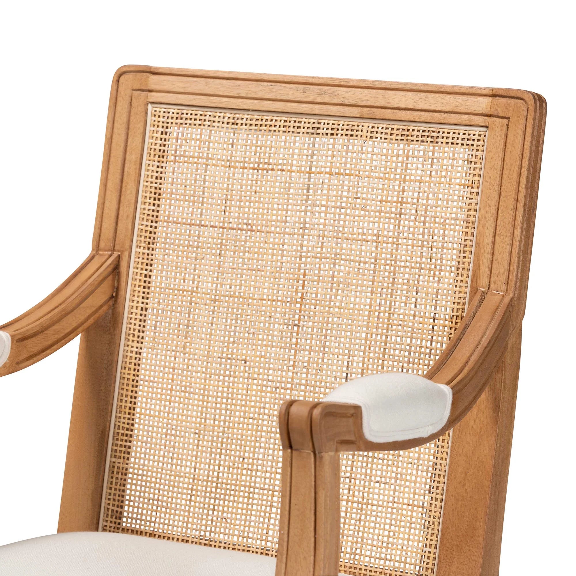 Studio Fabric and Baxton Honey Wood Finished Chair Garridan French Oak Accent Beige Traditional