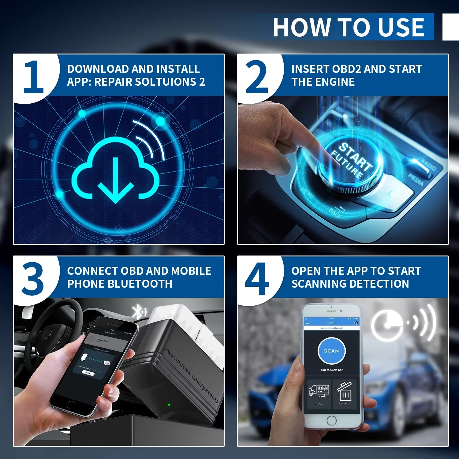 Chrysler Auto Bluetooth Engine Buick Chevrolet Car Innova System 6000P for Scan Scan Wireless Lincoln Code Adapter Ford Diagnostic Scanner Full Reader Tool Dodge OBD2 Code Scanner