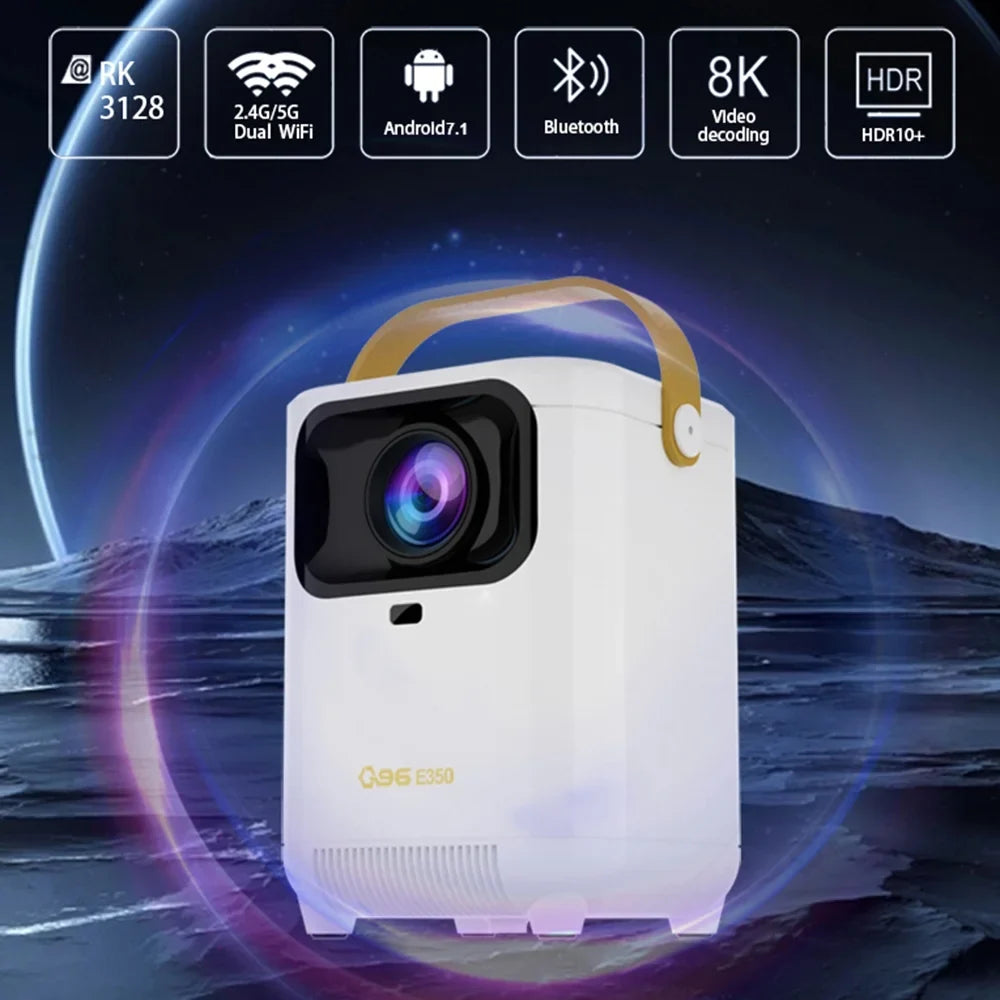 Home E350 WIFI Focus 4K Dual Android Portable Projector BT5.0 LED exterior Cinema 6.0 HD 1920*1080P Mini Auto 11.0 Projector Band