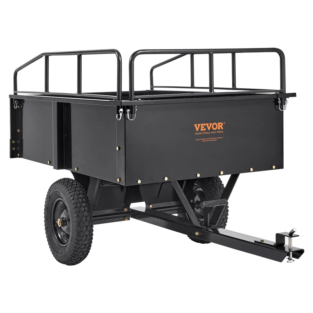 with Feet 15 750lb Steel Garden Capacity, Cart Heavy Trailer for Lawn Mower Tractor Trailer, Dump Utility Cubic Duty Riding