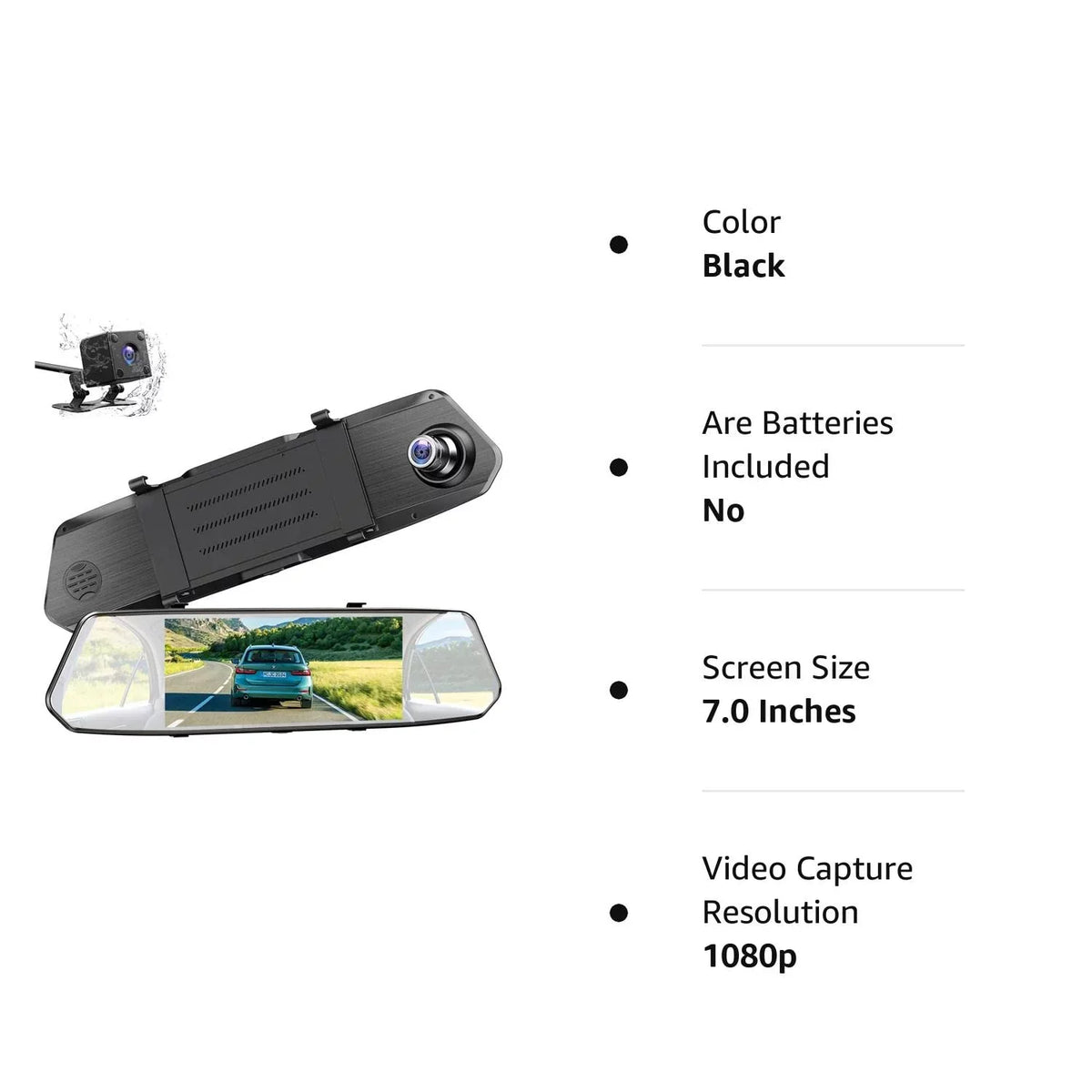 G-Sensor Motion Infrared Dash Vision, TOGUARD Front Camera Rear, 7" Dual Dash Screen, IPS 1080P Night Cam Mirror Detection, and Touch