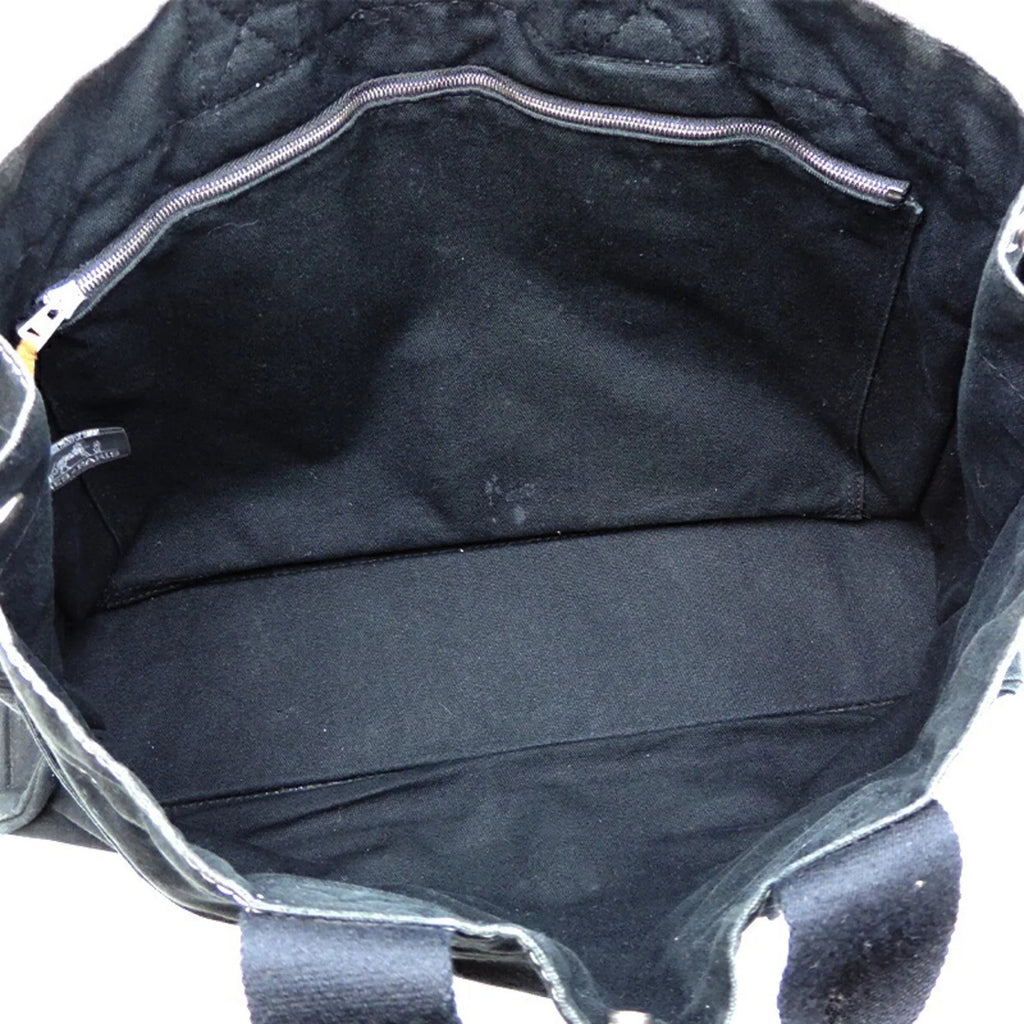 MM Canvas Hermes Pre-Owned Ladies Cotton (Fair) Deauville Tote Black Bag