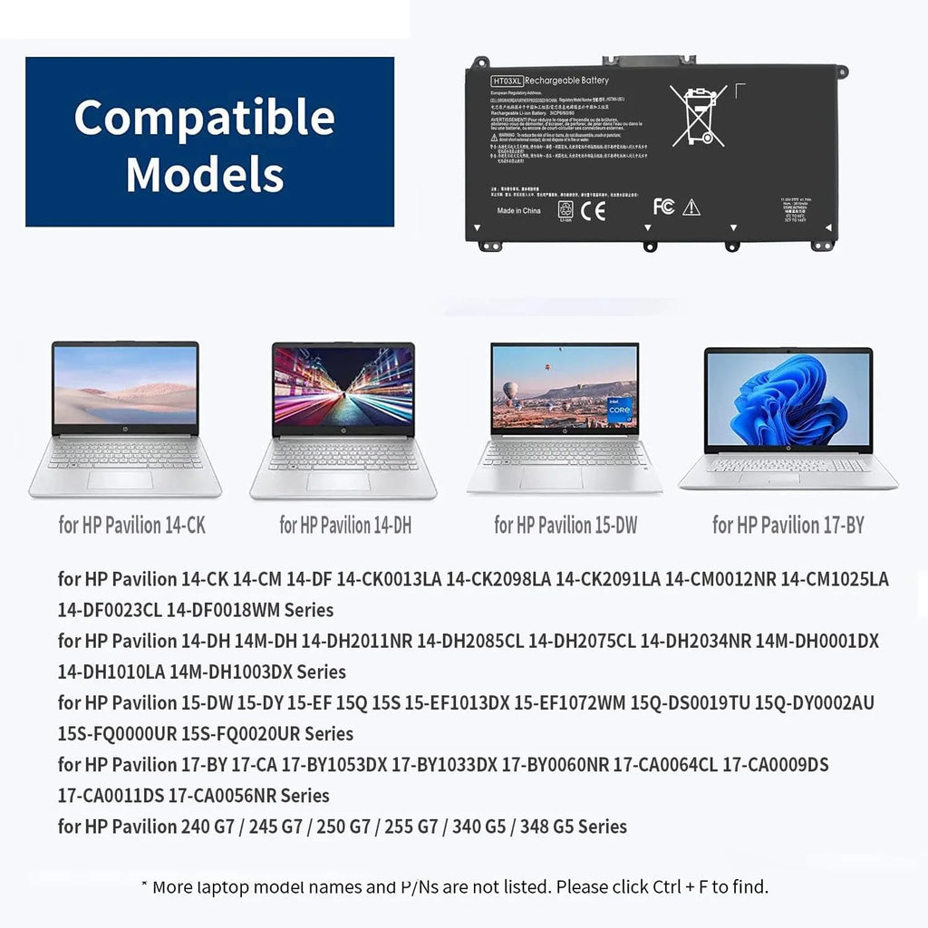 14-CK0001LA 245 14-CK0061ST 14-CK L11119-855 y for HT03XL HP 15-CS Laptop 14-CE 14-DQ Pavilion G7 41.7Wh 240