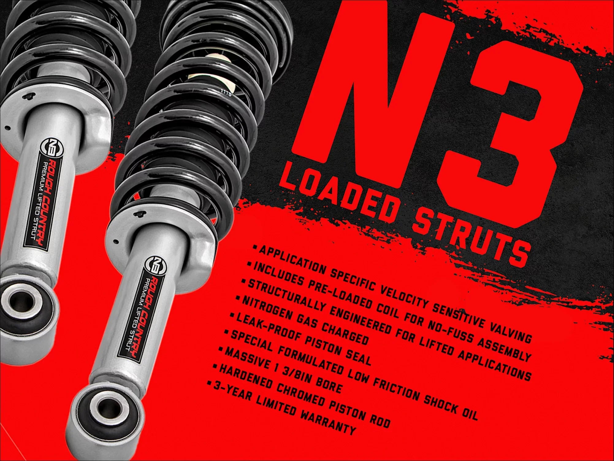 1500 Kit System 2009-2011 359.23 N3 Spring Coil 2.5" Rough Suspension (fits) Country Struts 4WD Loaded Truck Lift