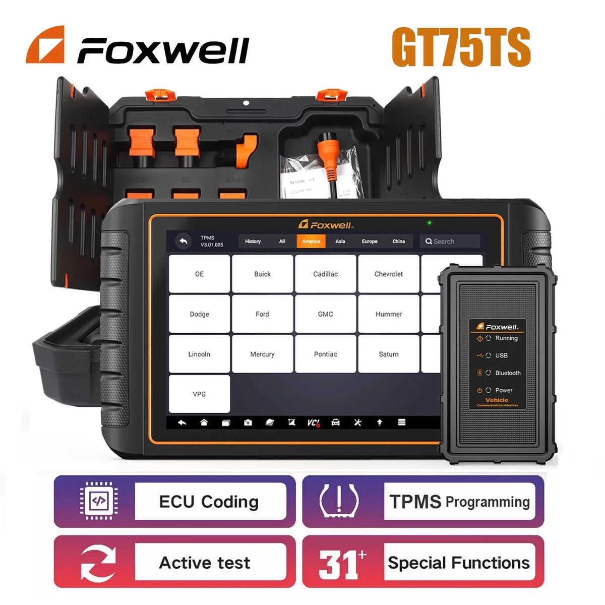 Programming Services Reader Car System GT75TS OBD2 Bidirectional Code ECU Coding Professional Tool EOBD Tool OBD Foxwell with Reset Scanner Scanner All Test Automotive Active Tool 36 Diagnostic TPMS
