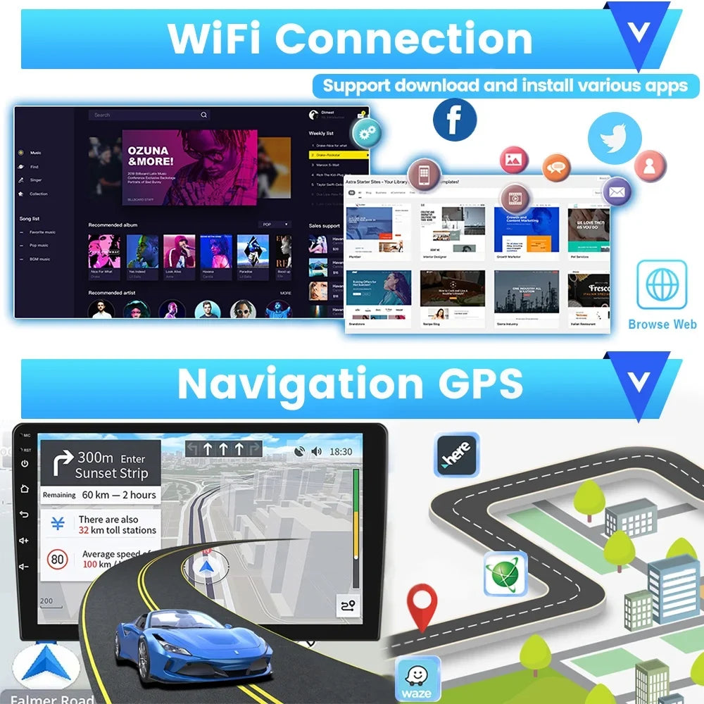 Bluetooth Camera Escape/ AHD GPS Backup Android Kuga/Mazda Wireless Touchscreen FM Tribu WIFI Android 2007-2012 Stereo Car 13 Radio Link Hifi, Podofo Carplay 9'' Mirror 2+64G for Auto
