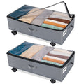 in Storage Drawer Bed Bed Shoe Rigidity with for Underbed Under Large Fabric Storage 42L Wheels, Extra Pack Under and Gray Organizer 2 Containers, Lid Blankets Oxford with Storage Clothes