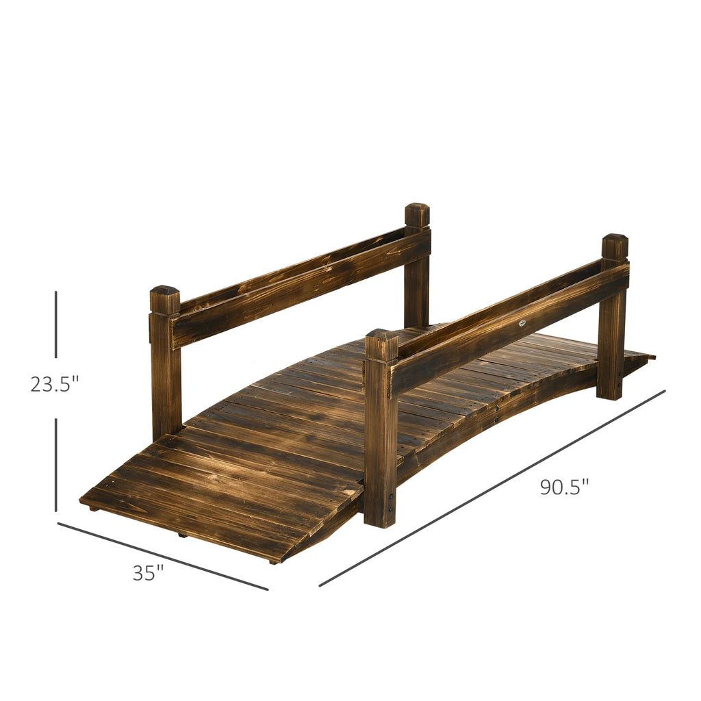 Arc Planters, Bridge Outsunny Footbridge Garden Stained with Finish Wooden