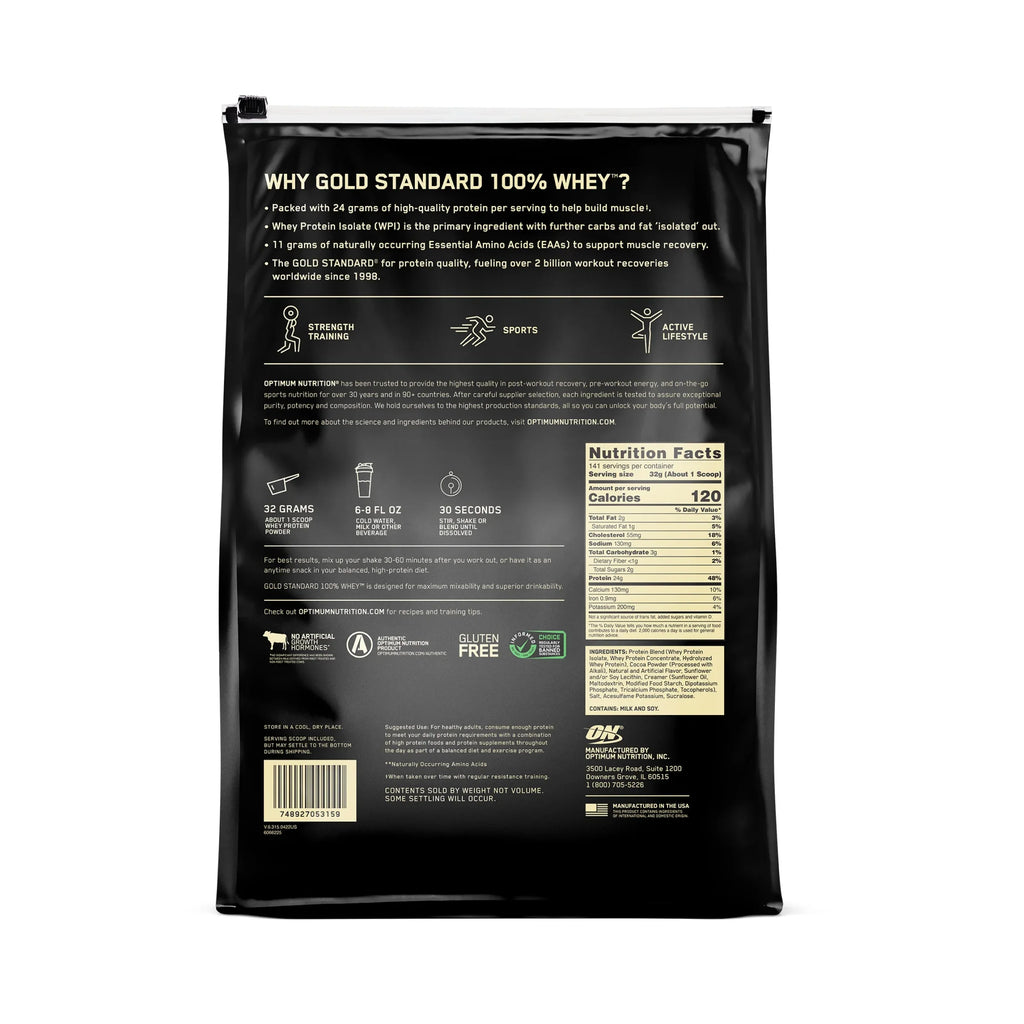 Optimum Chocolate, 10 Whey Nutrition, Standard Gold Extreme 100% 141 Protein lb, Powder, Milk Servings