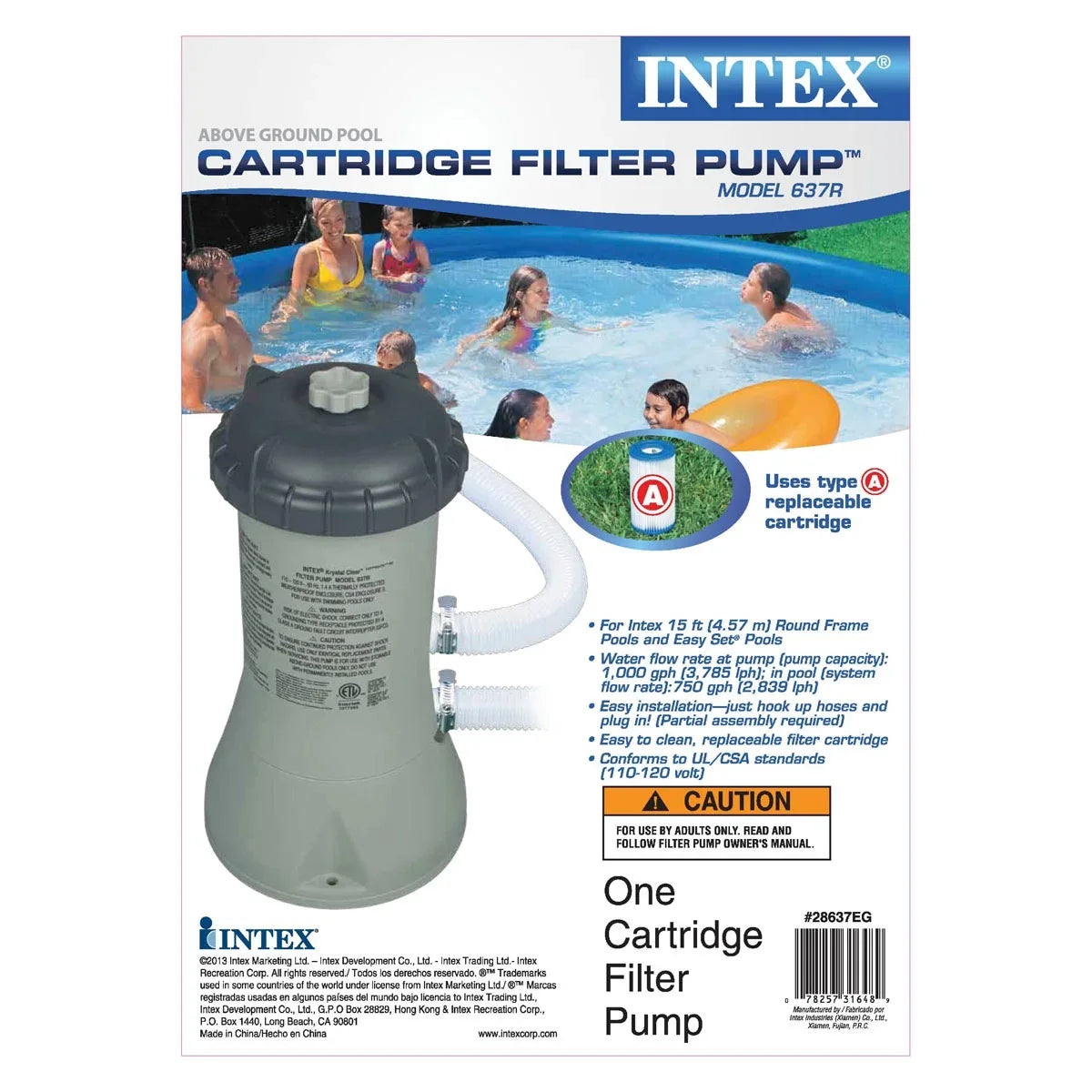 Replacement 1.25In Hose Pool 1000 Pool GPH Intex Diameter Pump Intex Filter &