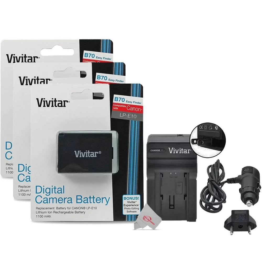 3000D 3 2000D and Vivitar T6 T100 Replacement Canon T5 Batteries Charger 4000D for T7 E10