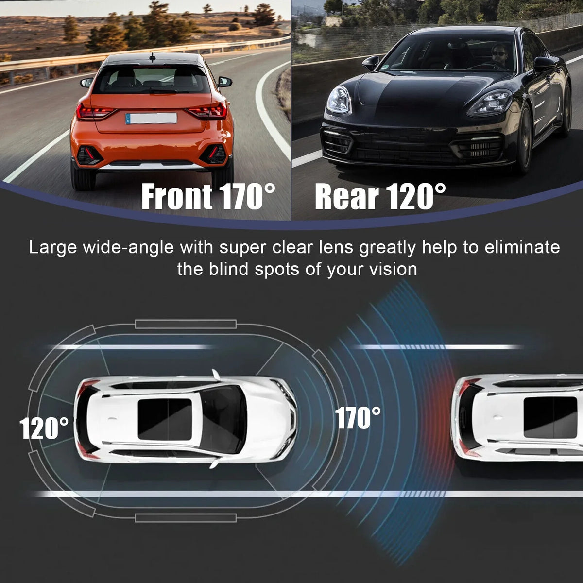 HD G-Sensor Camera View Front 2 1080P Dash Car Video DVR Recorder Lens Rear Cam